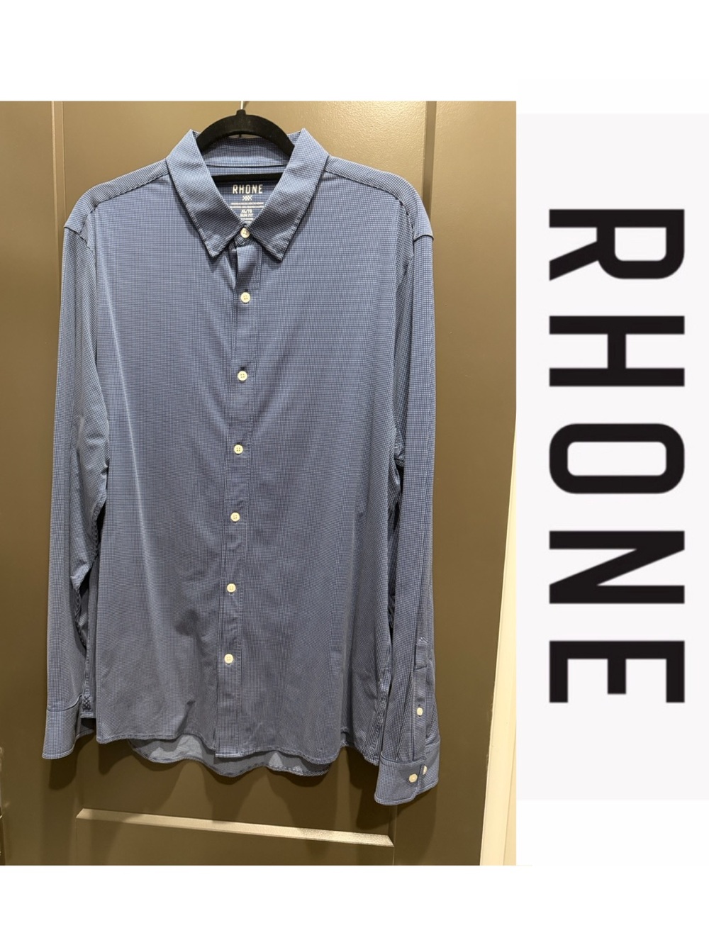 Rhone | Commuter Dress Shirt | XL | Blue & White